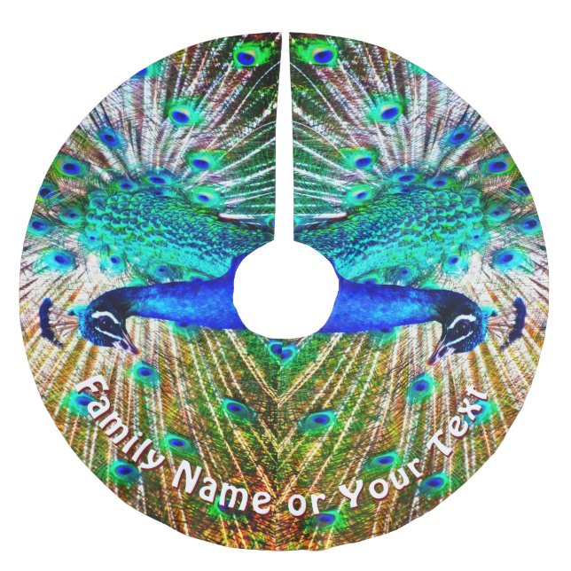 Pfauenbaumrock, Personalisiert oder streichen Polyester Weihnachtsbaumdecke (Vorderseite)