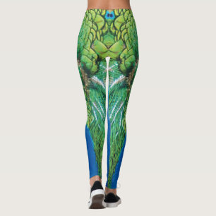 Pfauenblau Grüne Feder Textur Sommer Stimmung Be Leggings