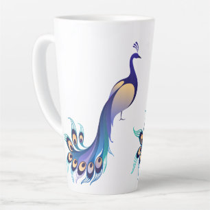 Pfauendesign Art Latte Tasse