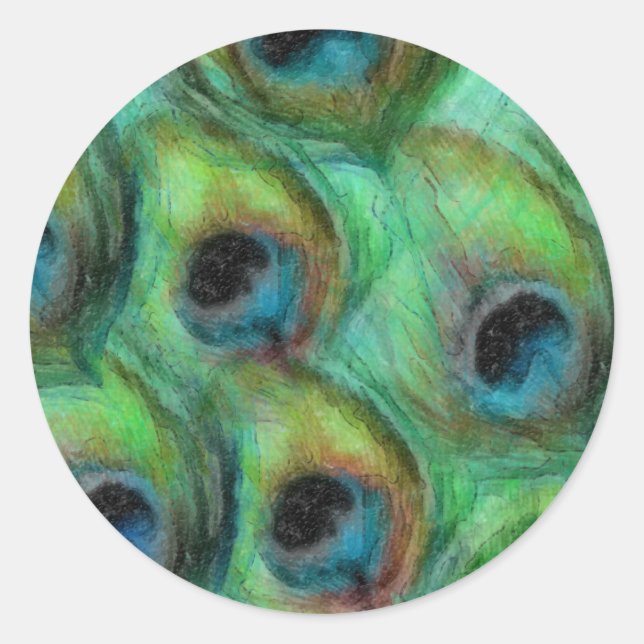 Pfauenfantasy-Set 1114 Runder Aufkleber (Vorderseite)