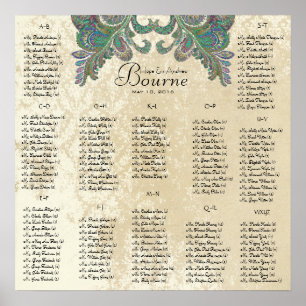 Pfauenfarben - 100 bis 150 Gäste - alphabetisch Poster