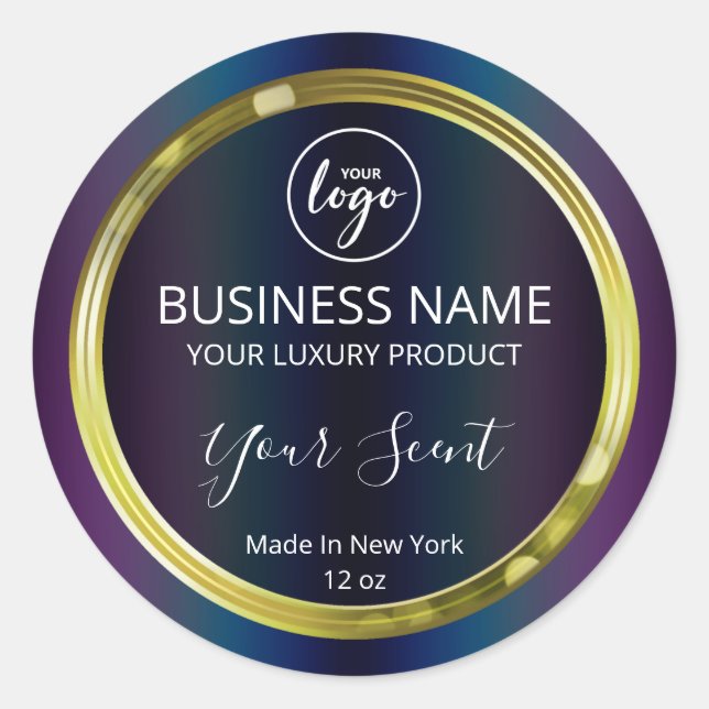 Pfauenfarbene Produktkennzeichnungen Runder Aufkleber (Vorderseite)