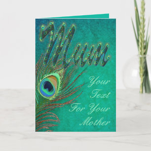 Pfauenfeather grungy art Mother's day cards Karte