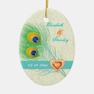 Pfauenfeather Juwelenhochzeit Sicherer Termin Keramik Ornament