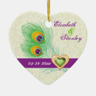 Pfauenfeather Juwelenhochzeit Sicherer Termin Keramik Ornament