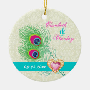 Pfauenfeather Juwelenhochzeit Sicherer Termin Keramik Ornament