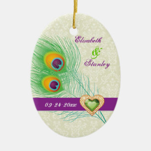Pfauenfeather Juwelenhochzeit Sicherer Termin Keramikornament