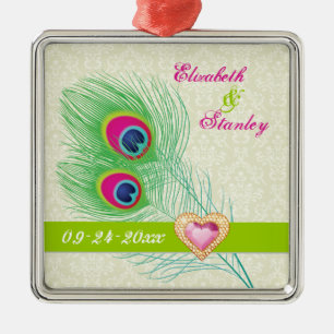 Pfauenfeather Juwelenhochzeit Sicherer Termin Ornament Aus Metall