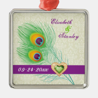 Pfauenfeather Juwelenhochzeit Sicherer Termin Ornament Aus Metall