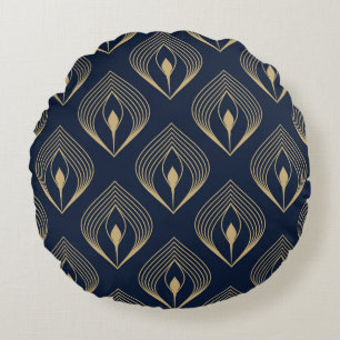 Pfauenfeather ombre Muster ditzy Blumenmotiv.  Rundes Kissen