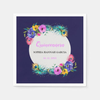 Pfauenfeathers & Blume Quinceañera Lila Serviette