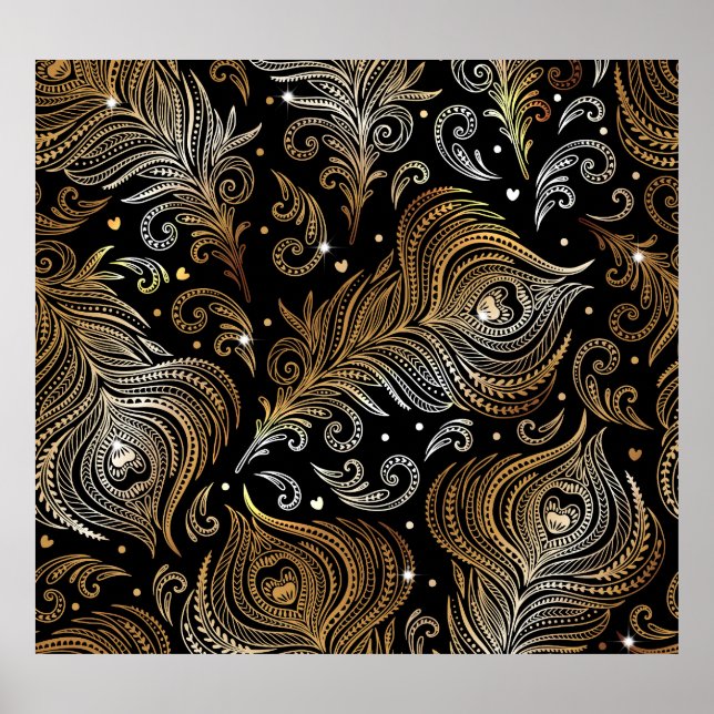 Pfauenfeathers: Künstlerisches Freehand Zeichnend. Poster (Vorne)