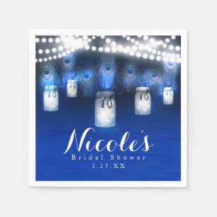 Pfauenfeathers, Mason Jar & String Lights Party Serviette