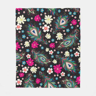 Pfauenfeathers Stickerei Nahtloses Muster Fleecedecke