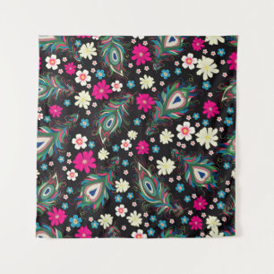 Pfauenfeathers Stickerei Nahtloses Muster Wandteppich