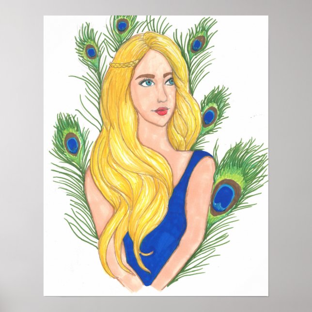 Pfauenfeathers Wall Art Poster (16" x 20") (Vorne)