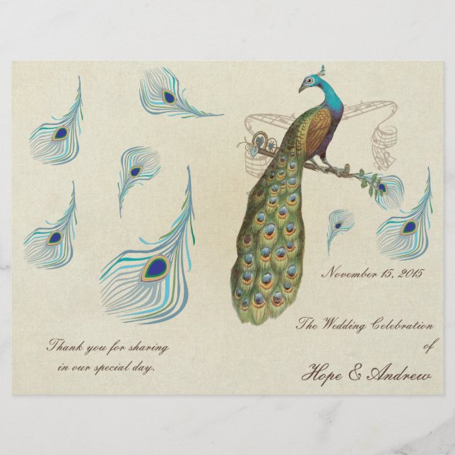 Pfauenfeathers Wedding Program (Vorderseite)