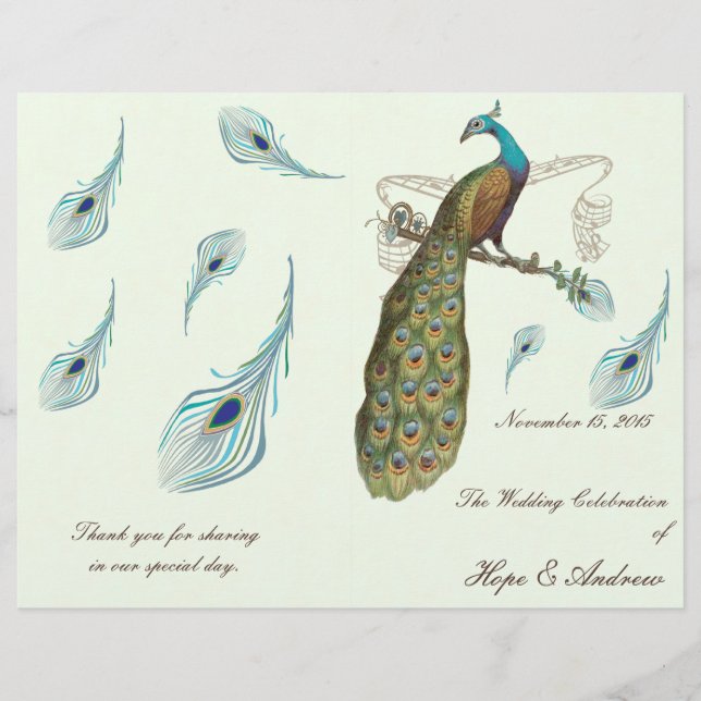 Pfauenfeathers Wedding Program (Vorderseite)