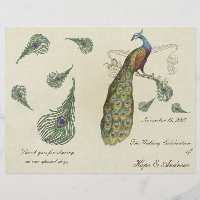 Pfauenfeathers Wedding Program (Vorderseite)