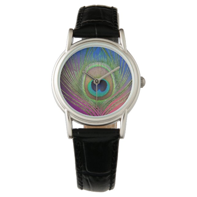 Pfauenfeder Armbanduhr (Vorderseite)