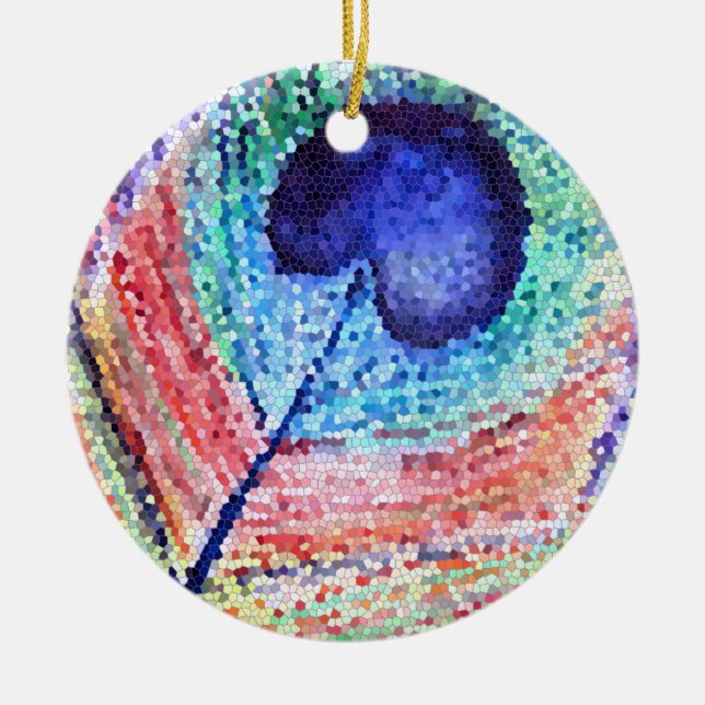 Pfauenfeder Art Circle Ornament (Vorne)