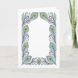 Pfauenfeder Art Nouveau Rand Grußkarte Karte