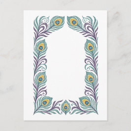 Pfauenfeder Art Nouveau Rand Postkarte