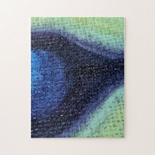 Pfauenfeder auf Leinwand Puzzle