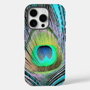 Pfauenfeder auf Türkis iPhone 16 Pro Hülle