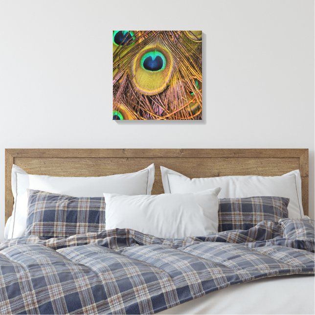 Pfauenfeder-Augen Leinwanddruck (Insitu (Schlafzimmer))