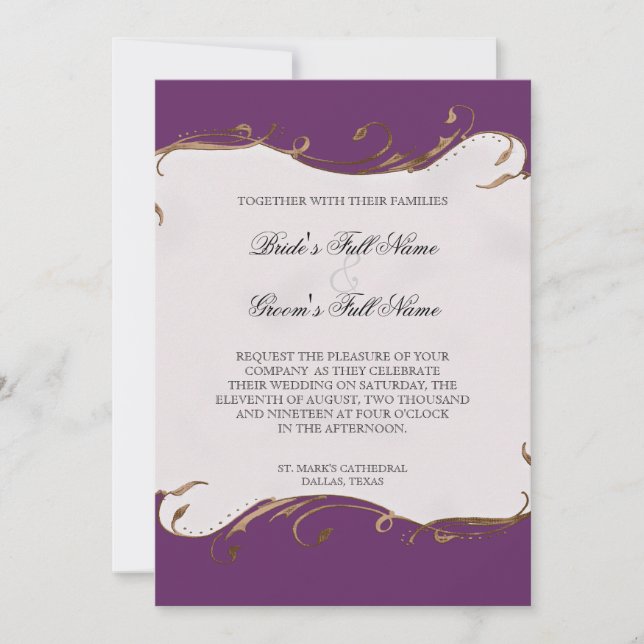 Pfauenfeder bei Wirbel - Einladung zur Hochzeit (Vorderseite)