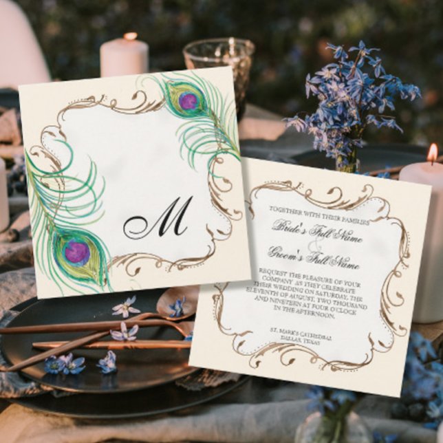 Pfauenfeder bei Wirbel - Einladung zur Hochzeit (Von Creator hochgeladen)