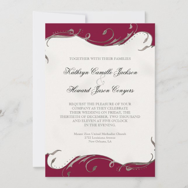 Pfauenfeder bei Wirbel - Einladung zur Hochzeit (Vorderseite)