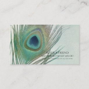 Pfauenfeder Boho Aquarell Empfehle einen Freund Empfehlungskarte
