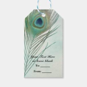 Pfauenfeder Boho Chic Aquarell Individuelle Party Geschenkanhänger
