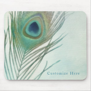Pfauenfeder Boho Chic Aquarell Maßanfertigung Mousepad