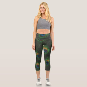 Pfauenfeder-Druck-Leggings Capri Leggings