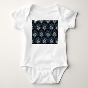 Pfauenfeder: Elegantes Muster. Baby Strampler