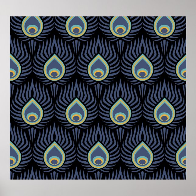 Pfauenfeder: Elegantes Muster. Poster (Vorne)
