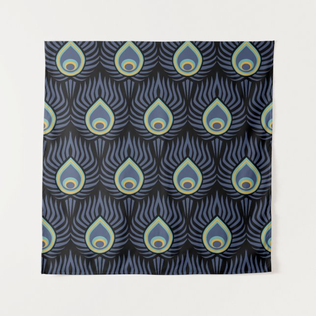 Pfauenfeder: Elegantes Muster. Wandteppich (Vorderseite)