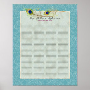 Pfauenfeder-Gästebuch-Unterschriftenposter Poster