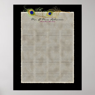 Pfauenfeder-Gästebuch-Unterschriftenposter Poster
