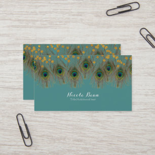 Pfauenfeder & Goldpunkte JEDER FARBE Boho Chic Visitenkarte