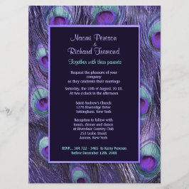 Pfauenfeder Lila 6,5" x 8 Einladung zur Hochzeit