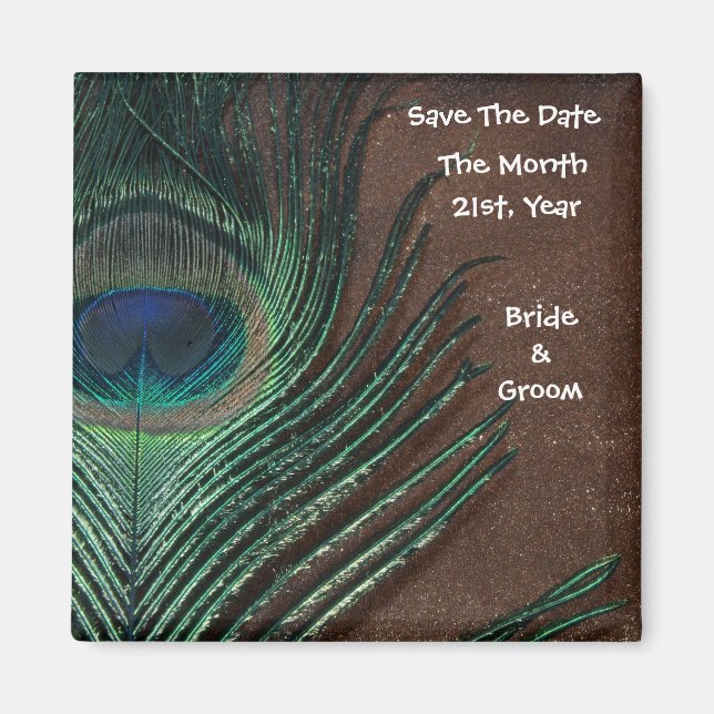 Pfauenfeder mit Braun und Gold Magnet (Vorne)