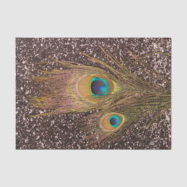 Pfauenfeder mit Glitzer Seidenpapier