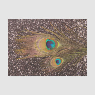 Pfauenfeder mit Glitzer Seidenpapier