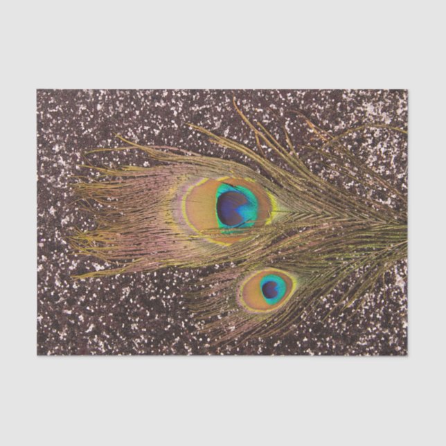 Pfauenfeder mit Glitzer Seidenpapier (Vorderseite)