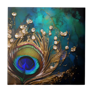 Pfauenfeder mit Marmor verkleidete Perlmuttmauer Fliese