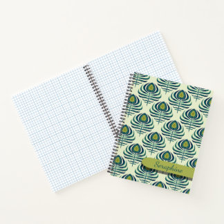 Pfauenfeder Notizbuch Art Deco Feder Muster